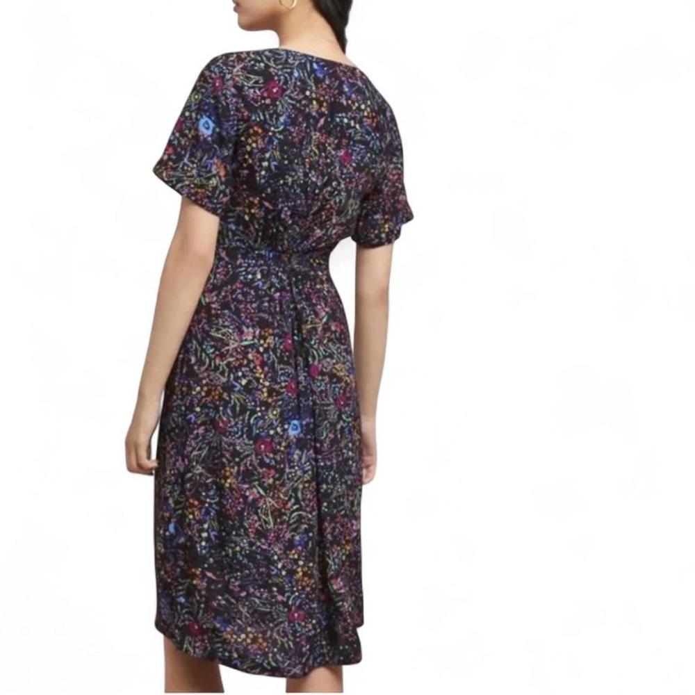 Anthropologie Maeve black & leopard print floral button-down midi dress - EUC - Picture 3 of 9